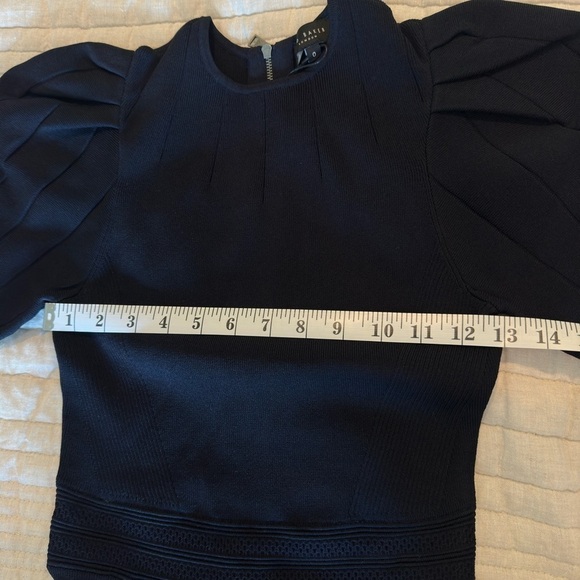 NWT Ted Baker London Navy Velvey Puff Sleeve Women's Dress Size 0 - Picture 8 of 10